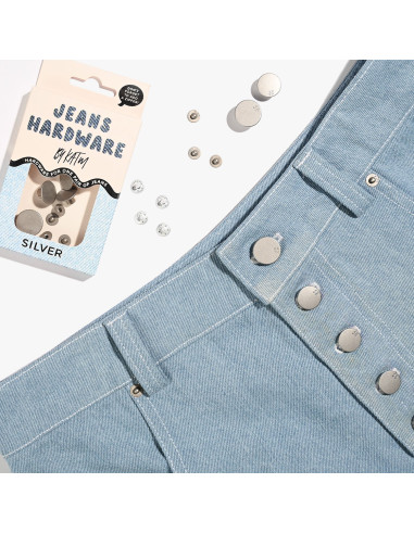 Kit de botones para jeans y remaches - Plata