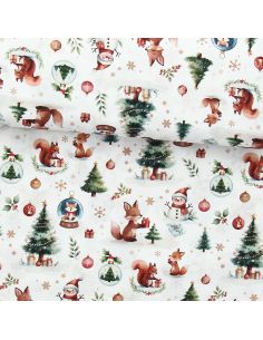 Tejido popelina de algodón - Dounoël blanco y verde