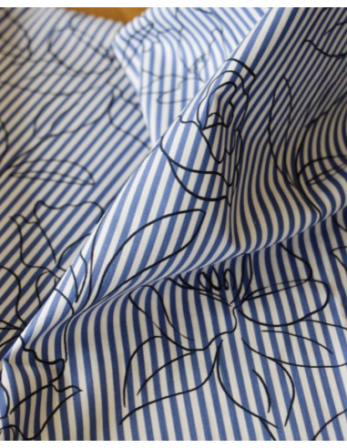 Tejido de algodón con rayas y flores Alyzée - My Dress Made
