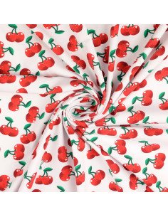 Tejido de punto Cerezas - Fondo blanco