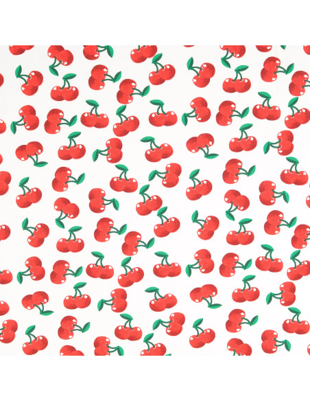 Tejido de punto Cerezas - Fondo blanco