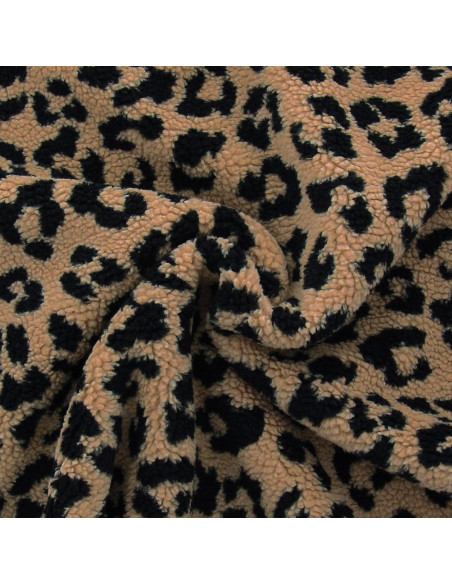 Tejido de peluche rizado Teddy - Leopardo