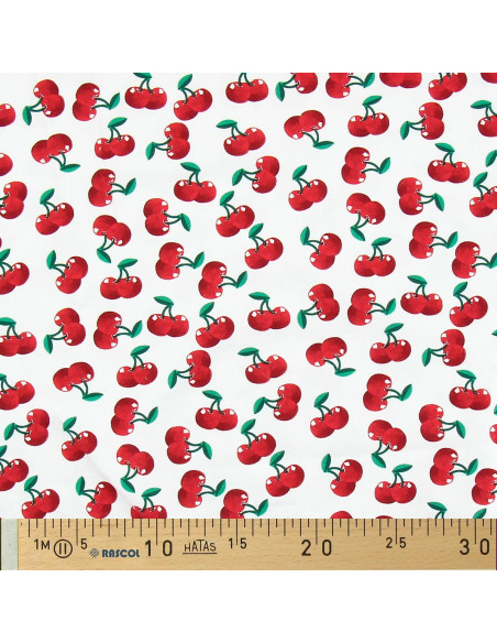 Tejido de punto Cerezas - Fondo blanco