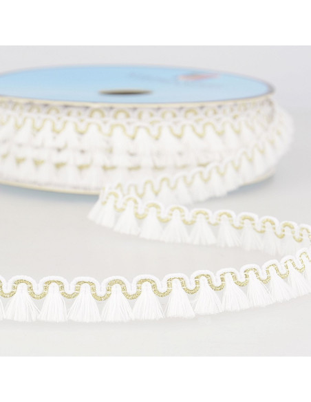 Galón flecos lurex 12 mm - Blanco
