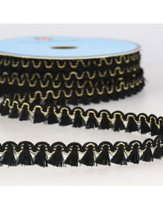 Galón flecos lurex 12 mm - Negro