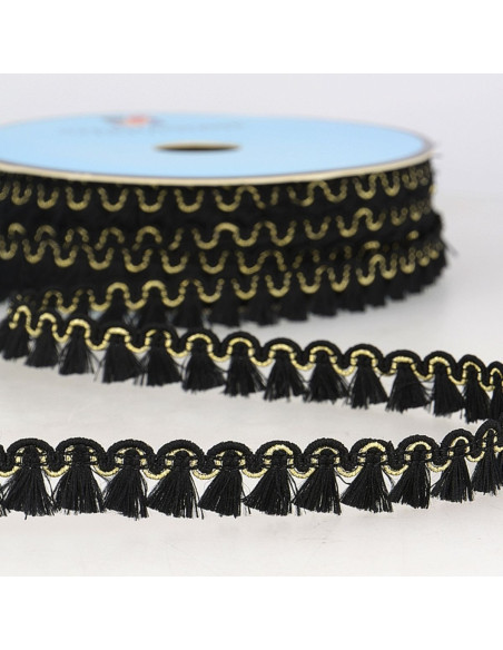 Galón flecos lurex 12 mm - Negro