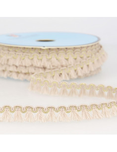 Galón con flecos de lurex 12 mm - Beige claro