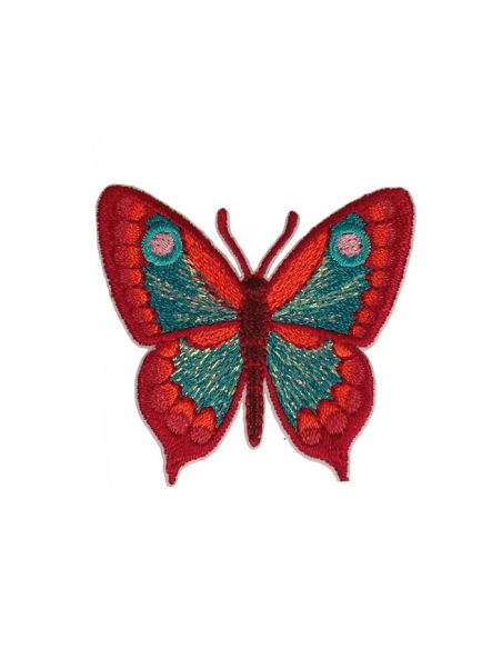 Parche termoadhesivo mariposa - Rojo y turquesa