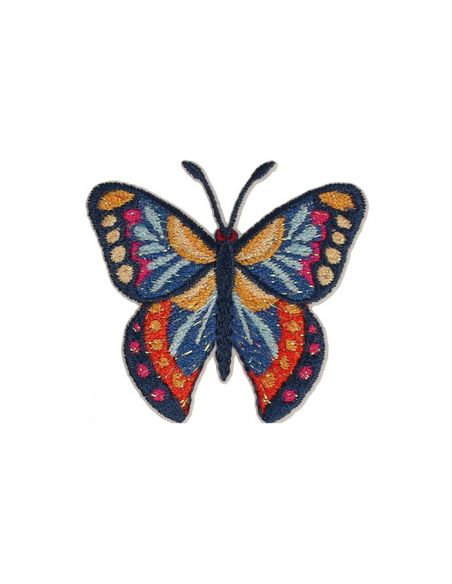 Parche termoadhesivo mariposa - Azul y naranja