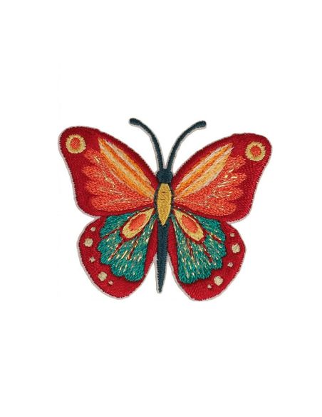 Parche termoadhesivo mariposa - Rojo, rosa y turquesa