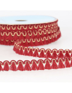 Galón flecos lurex 12 mm - Rojo hermès