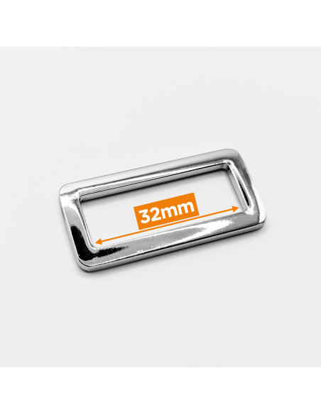 Hebilla rectangular de metal - Plata 32 mm