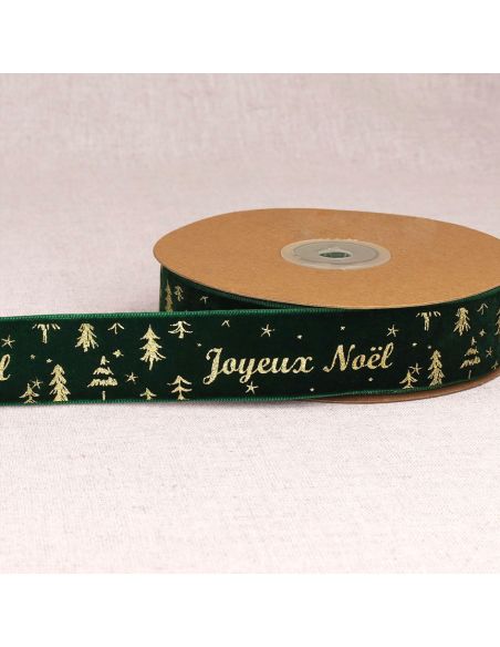 Cinta de terciopelo feliz navidad - Verde