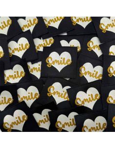 Lote de 5 etiquetas tejidas para coser Smile