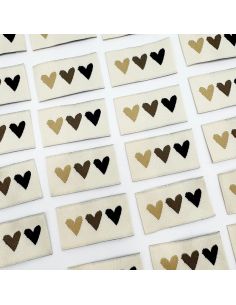 Lote de 5 etiquetas tejidas para coser Hola belleza - 3 corazones 2