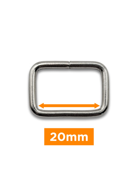 Hebilla rectangular - Plata 20 mm
