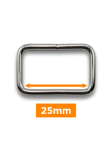 Bucle rectangular - Plata 25 mm