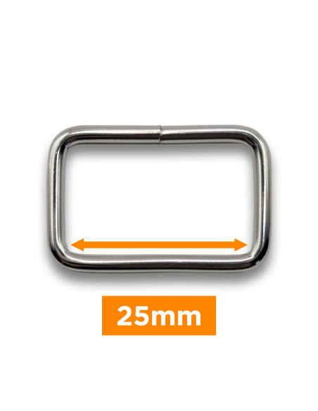 Bucle rectangular - Plata 25 mm