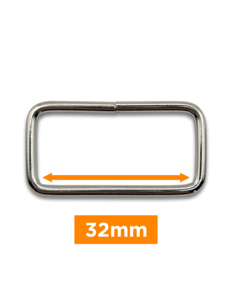 Hebilla rectangular - Plata 32 mm