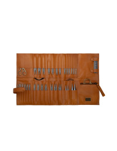 Estuche de almacenamiento de cuero para agujas circulares Muud Stockholm XL - Whisky 2