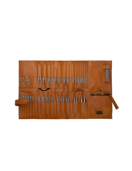 Estuche de almacenamiento de cuero para agujas circulares Muud Stockholm XL - Whisky