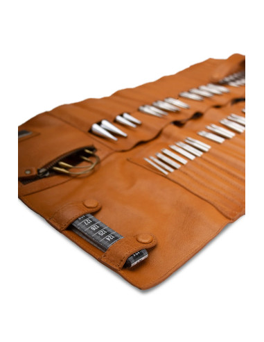 Estuche de almacenamiento de cuero para agujas circulares Muud Stockholm XL - Whisky
