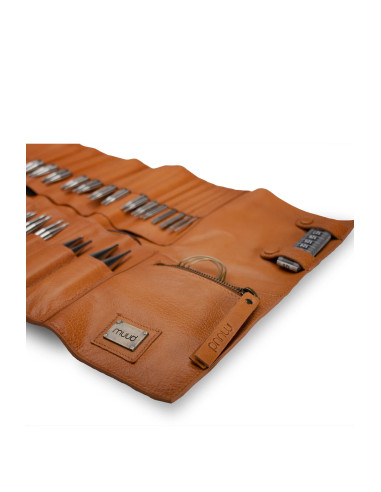 Estuche de almacenamiento de cuero para agujas circulares Muud Stockholm XL - Whisky