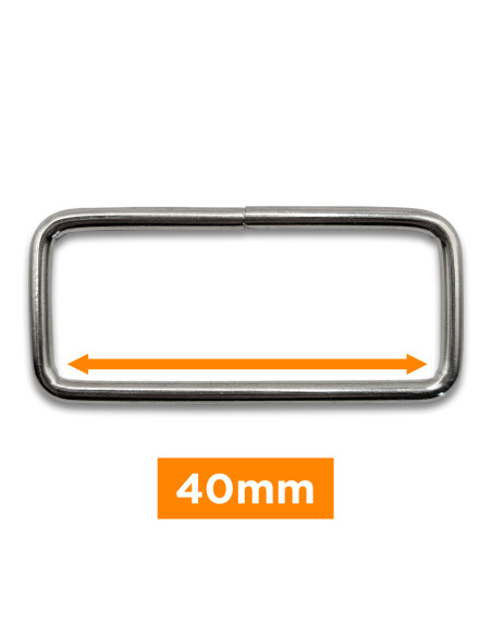 Bucle rectangular - Plata 40 mm
