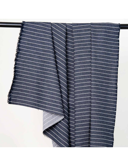 Tejido Denim Rayas Anchas Azul Medio - Atelier Brunette