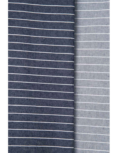 Tejido Denim Rayas Anchas Azul Medio - Atelier Brunette