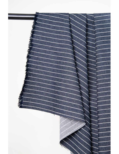 Tejido Denim Rayas Anchas Azul Medio - Atelier Brunette