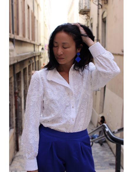 Tejido bordado inglés Alba blanco - My Dress Made