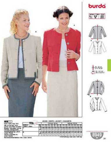 Patrón de Chaqueta - Burda 8949