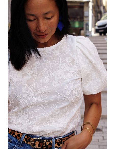 Tejido bordado inglés Alba blanco - My Dress Made