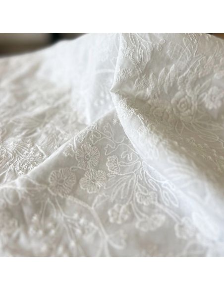 Tejido bordado inglés Alba blanco - My Dress Made