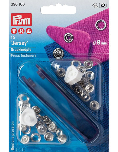 Caja de 10 botones de presión jersey Níquel con herramienta de 8 mm