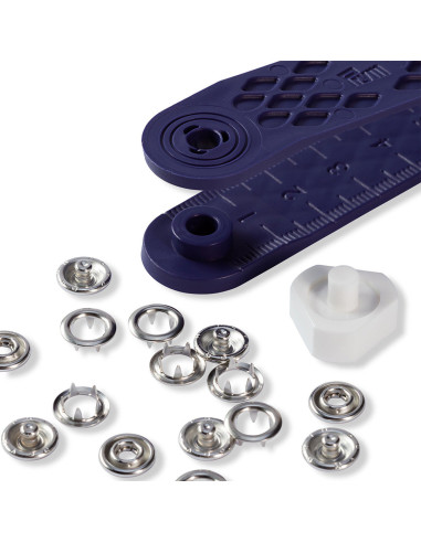 Caja de 10 botones de presión jersey Níquel con herramienta de 8 mm