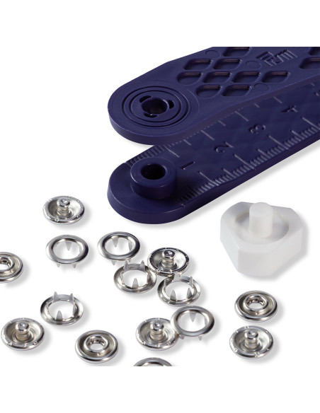 Caja de 10 botones de presión jersey Níquel con herramienta de 8 mm