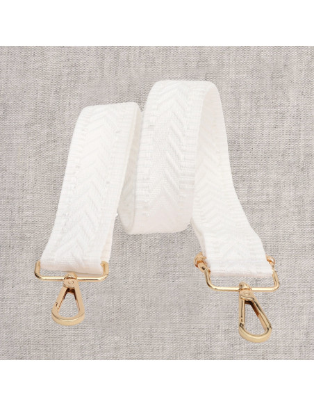 Correa de bolso con diseño de espiga y mosquetones - Blanco