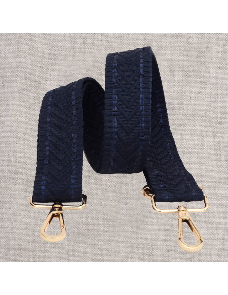 Correa de bolso con diseño de espiga y mosquetones - Azul marino