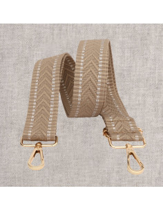 Correa de bolso con diseño de espiga y mosquetones - Beige