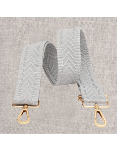 Correa de bolso con diseño de espiga y mosquetones - Gris