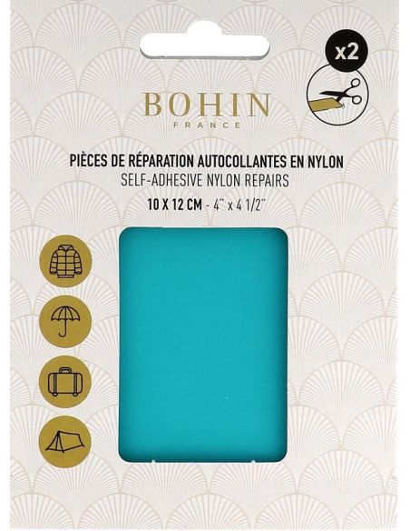 Piezas de reparación autoadhesivas de nailon Bohin - Azul turquesa