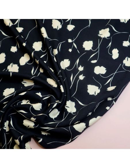 Tejido sarga viscosa Poppy - Negro
