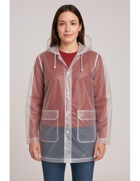 Tela de lona impermeable para chubasquero - Transparente