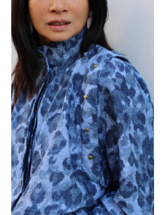Tejido de viscosa flameado Denim Leopardo - My Dress Made 2