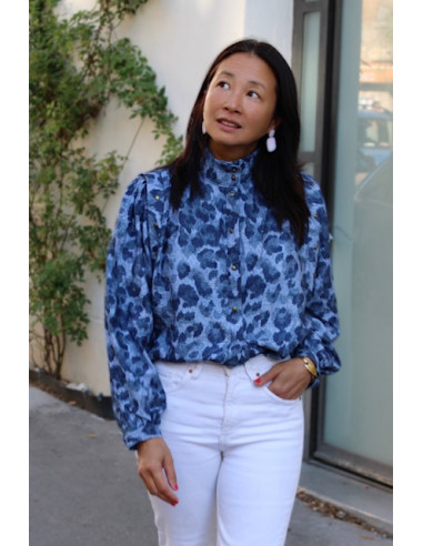 Tejido de viscosa flameado Denim Leopardo - My Dress Made
