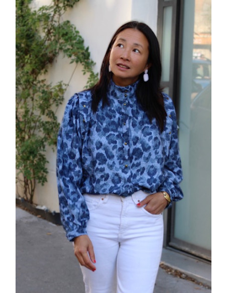 Tejido de viscosa flameado Denim Leopardo - My Dress Made