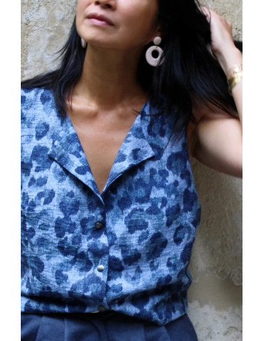 Tejido de viscosa flameado Denim Leopardo - My Dress Made