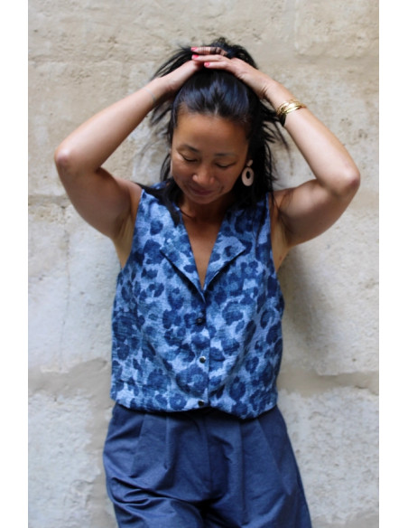 Tejido de viscosa flameado Denim Leopardo - My Dress Made